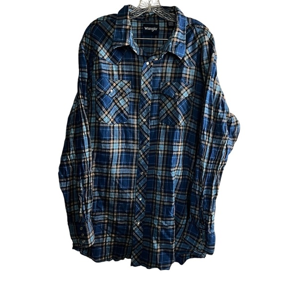 Wrangler Other - Wrangler Men’s Tall Flannel Pearl Snap Cowboy Button Down Shirt
